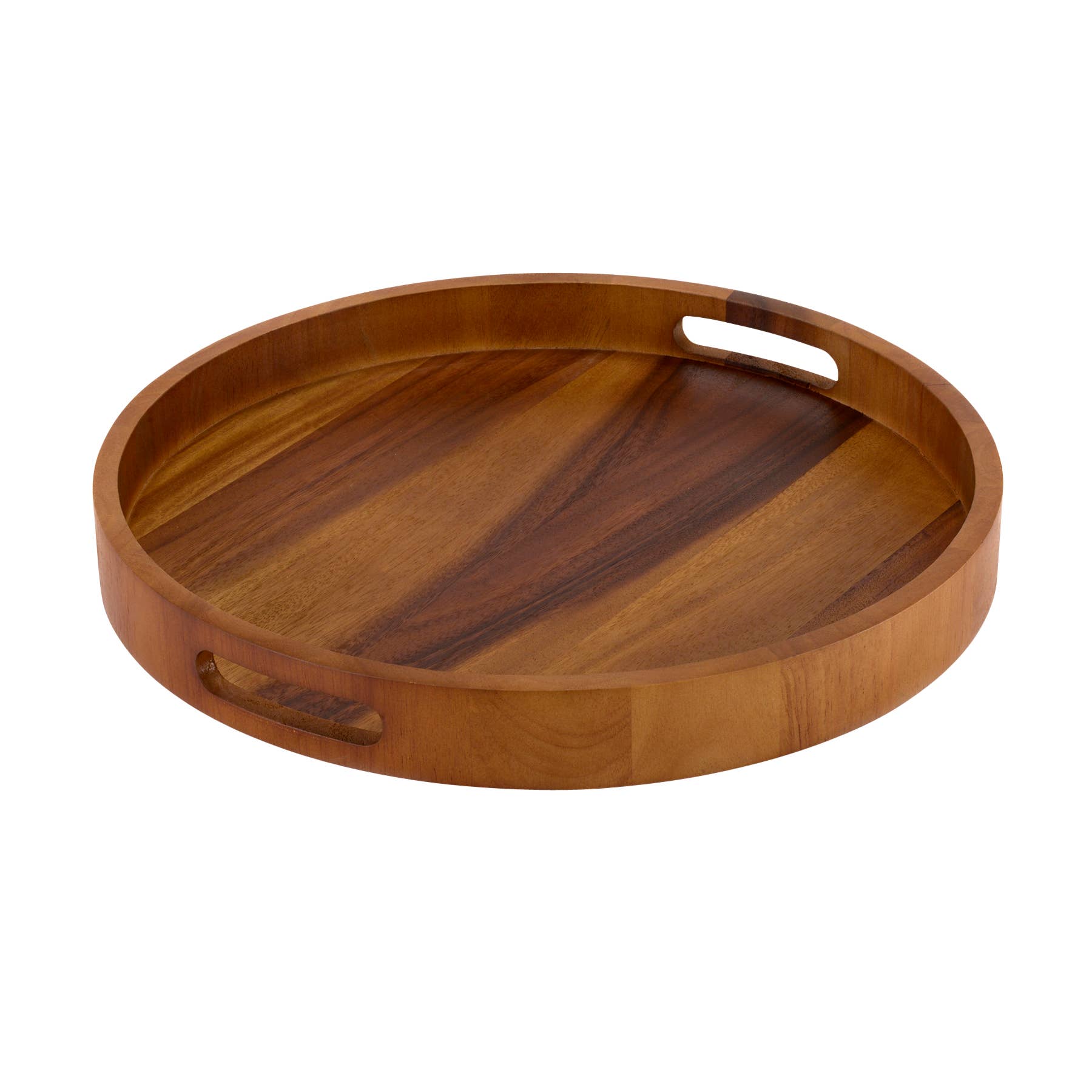 Handmade Acacia Wood Round Serving Tray - Natural Wooden Charcuterie Board for Cheese, Fruit & Appetizers - Perfect for Entertaining, Dining & Kitchen Decor