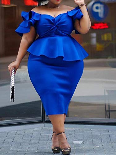 VERWIN Plus Size Women's Midi Dress - Patchwork Short Sleeve Bodycon Dress with High Waist | Perfect for Casual Outings, Date Nights & Summer Parties