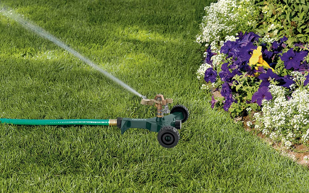 3-Pack Orbit 56186N Brass Impact Sprinkler with Wheels - Heavy Duty Lawn Irrigation System for Large Yards, Gardens & Farmland Watering - Perfect for Residential & Commercial Outdoor Use