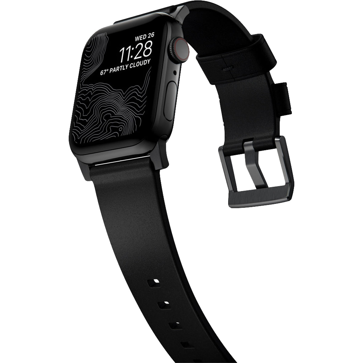 Nomad Modern Leather Band for Apple Watch 45mm 49mm - Black Genuine Leather Strap with Matte Black Hardware | Perfect for Business, Casual Wear & Everyday Use