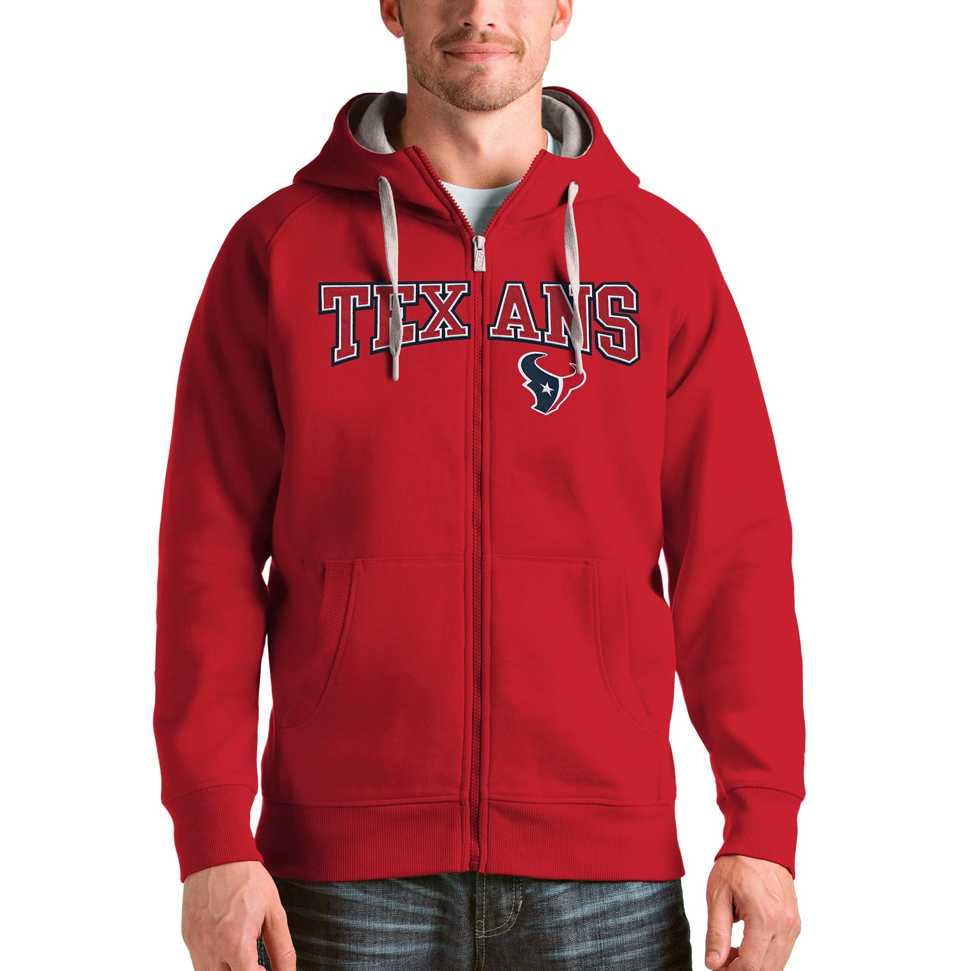 Antigua Men's NFL Wordmark Victory Full-Zip Hoodie - Officially Licensed NFL Pullover Jacket for Football Fans - Perfect for Game Day, Tailgating & Casual Wear