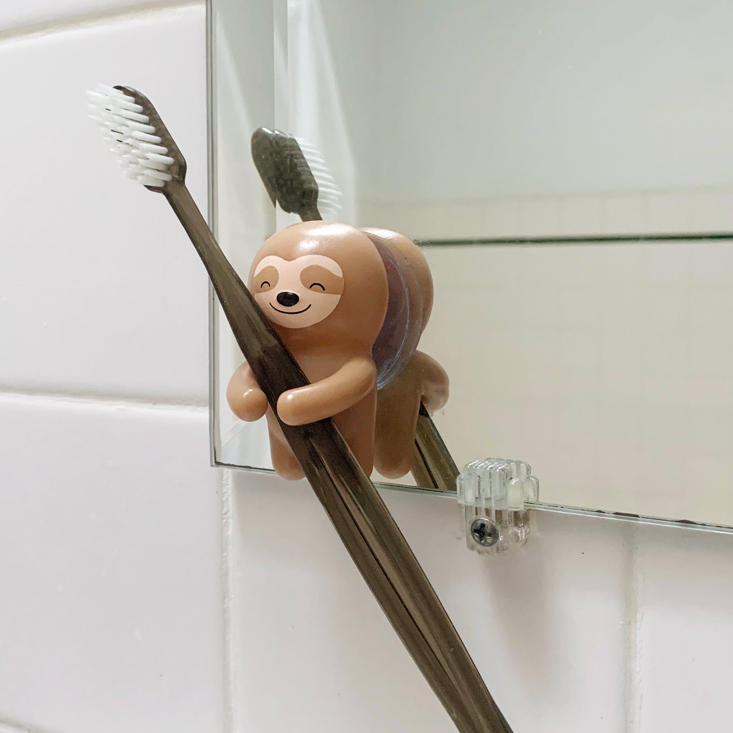 Cute Sloth Toothbrush Holder - Bathroom Organizer for Kids & Adults - Perfect for Home, Dorm, or Travel Use