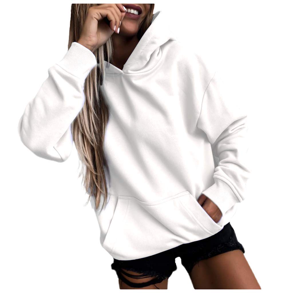 Women's Casual Long Sleeve Hooded Pullover Blouse with Pockets - Soft Sweatshirt Top for Daily Wear, Work & Weekend Outfits