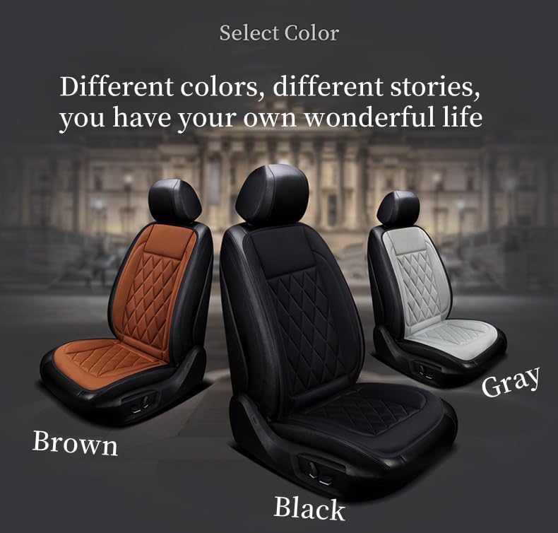 2 Pcs Heated Seat Cushion with Back Support - Comfortable Car Seat Cover for Office Chair & Home Use - Black (Perfect for Long Drives & Desk Work)