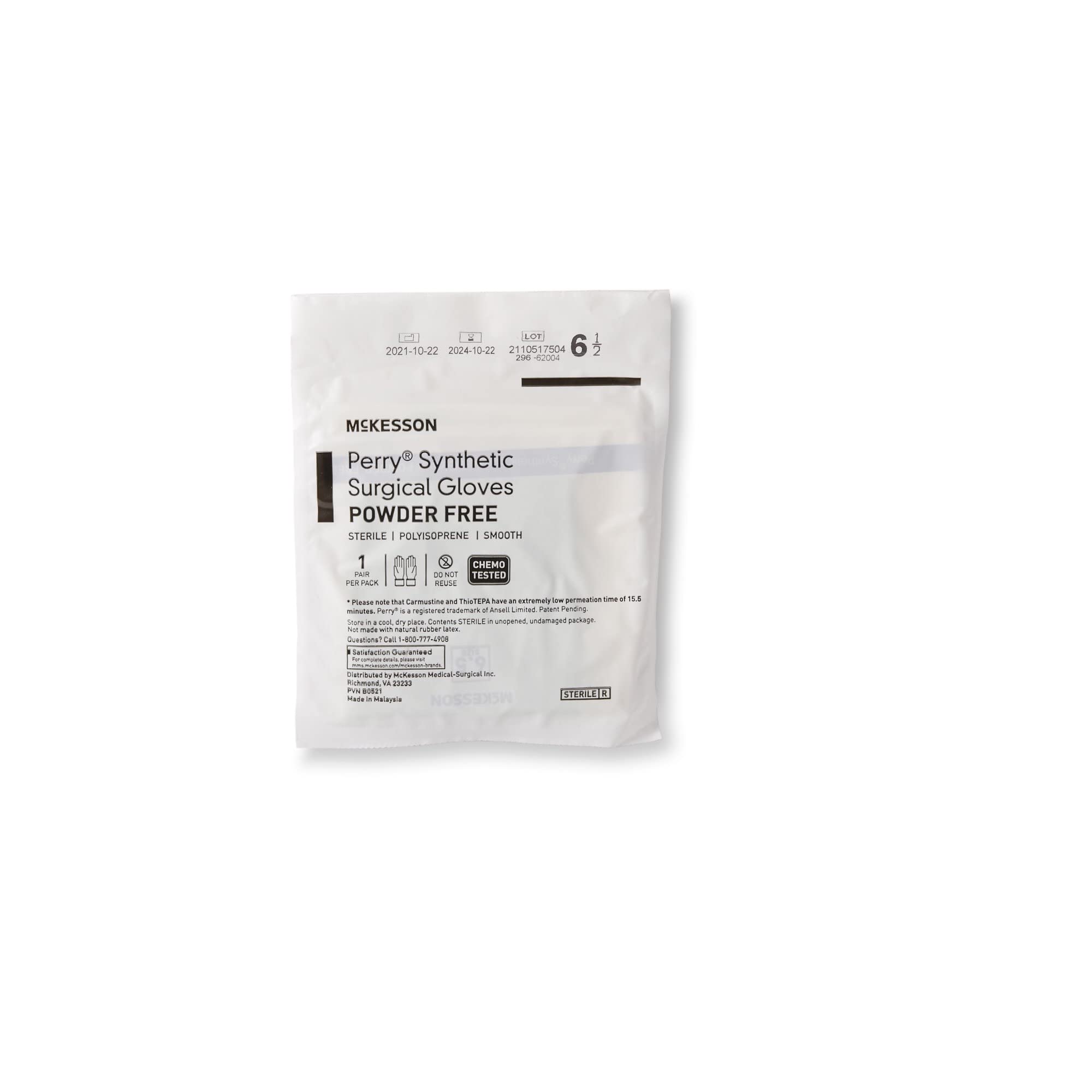 McKesson Perry Synthetic Surgical Gloves [50 Pairs] - Sterile Polyisoprene Disposable Powder-Free Medical Exam Gloves | Chemo Tested, Size 6.5, Green | Ideal for Healthcare Professionals, Dental Clinics & Laboratory Use