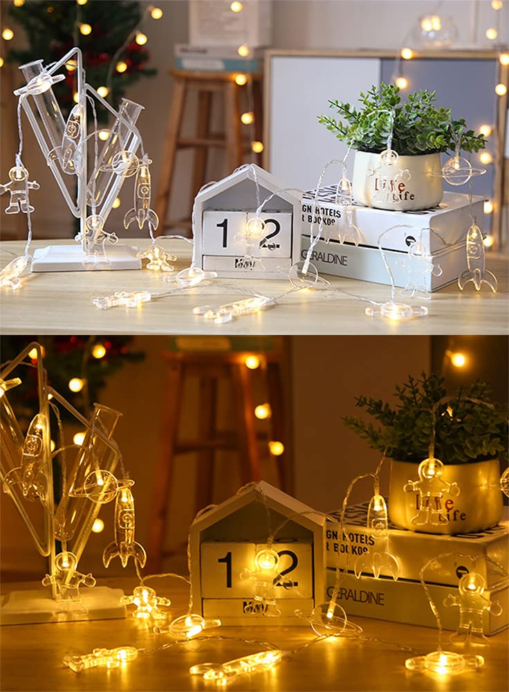 20 LED Astronaut Spaceship Rocket String Lights - 10FT Warm White Kids Room Decor for Bedroom, Nursery, Christmas, Patio & Garden Party (Perfect for Children's Bedroom, Birthday Parties & Holiday Decorations)