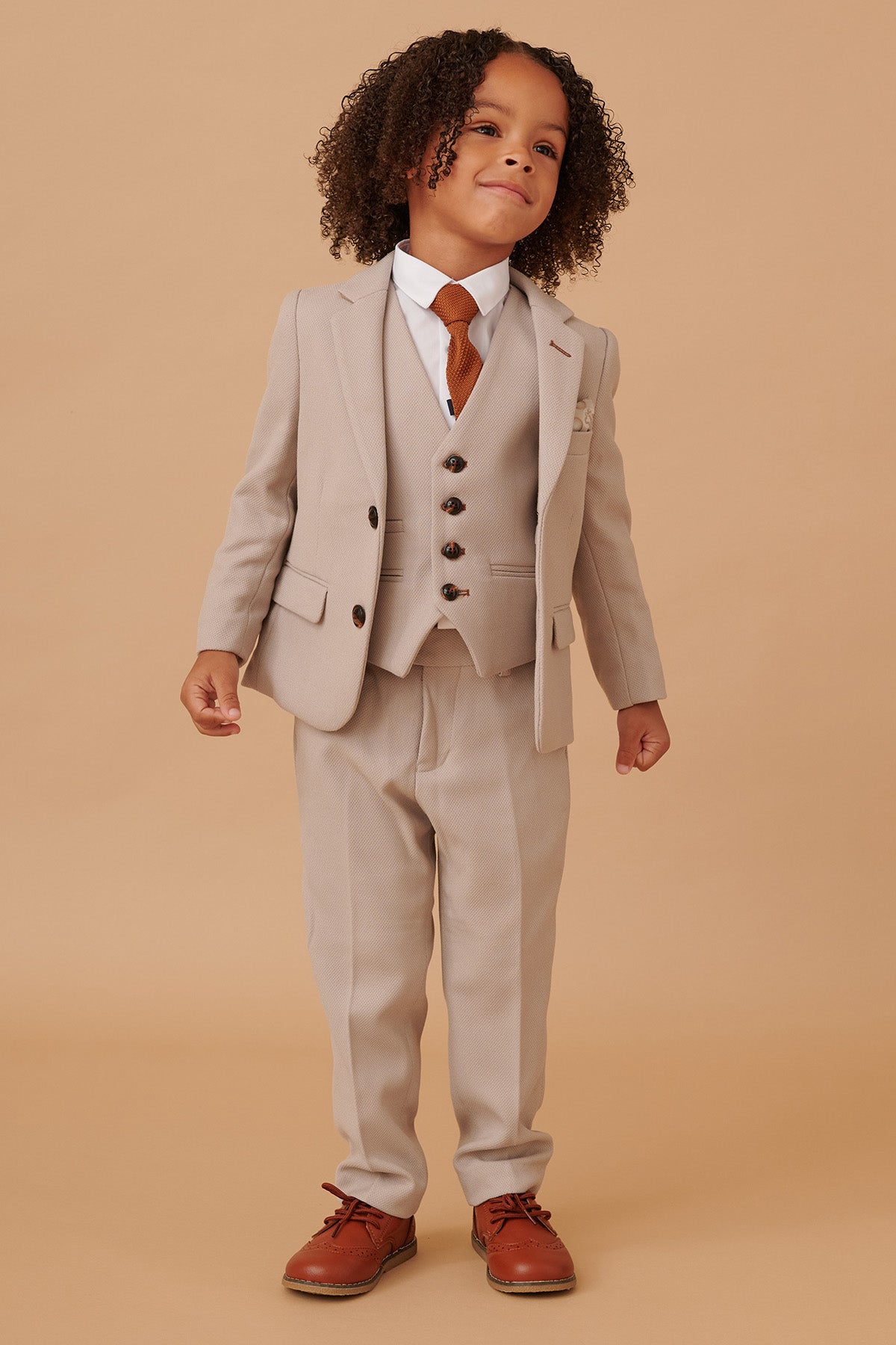 HM5 Kids' Stone Tailored 3-Piece Suit for Boys | Formal Blazer Vest & Pants Set | Perfect for Weddings, Parties & School Events