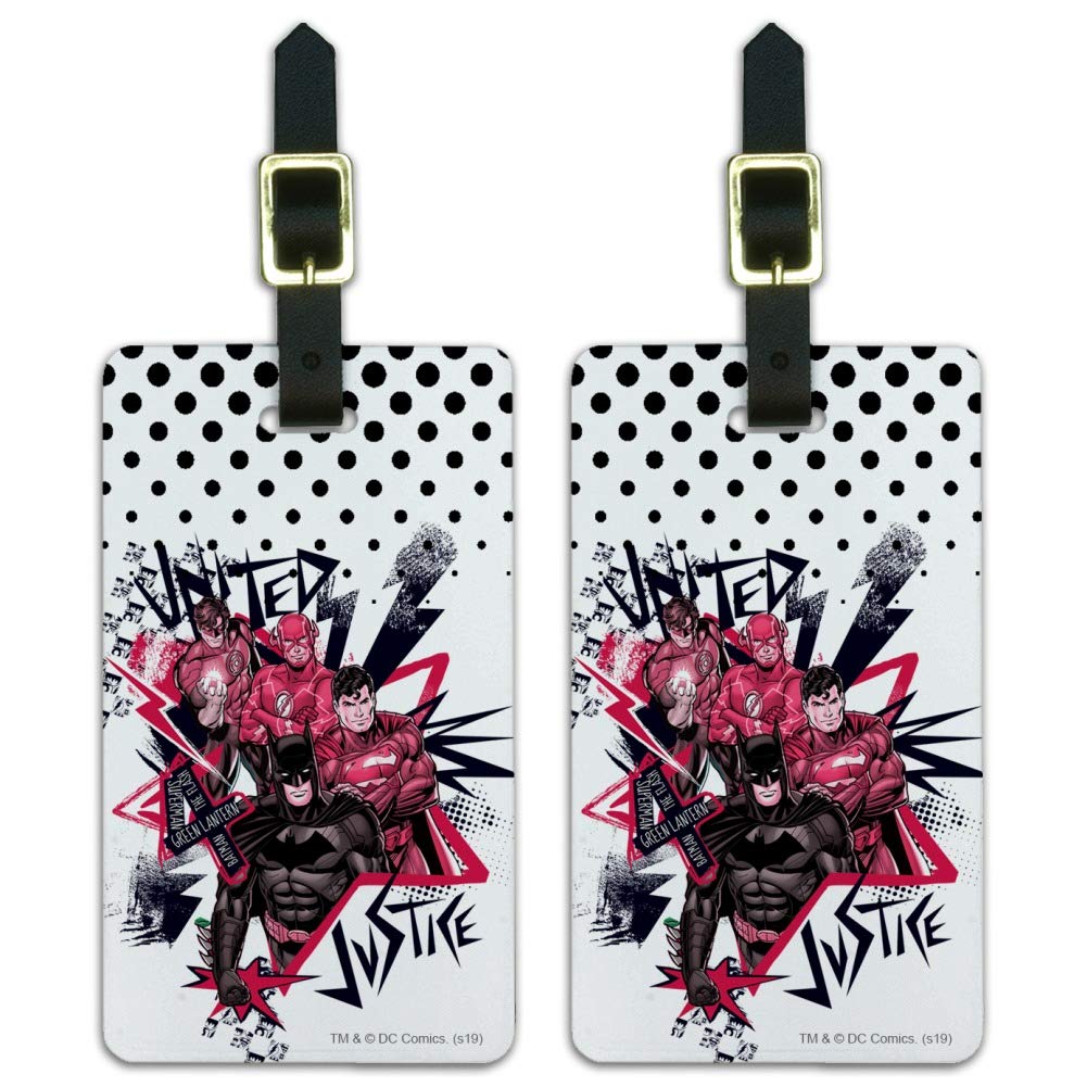 Justice League Red & Black Superhero Luggage ID Tags - 2-Pack Set for Travel, Suitcases & Backpacks | DC Comics Character Accessories