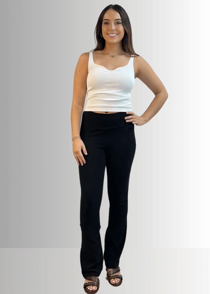 Comfortable Cotton Bootcut Pants with Pockets in Taupe - Perfect for Work, Casual Wear & Everyday Outfits