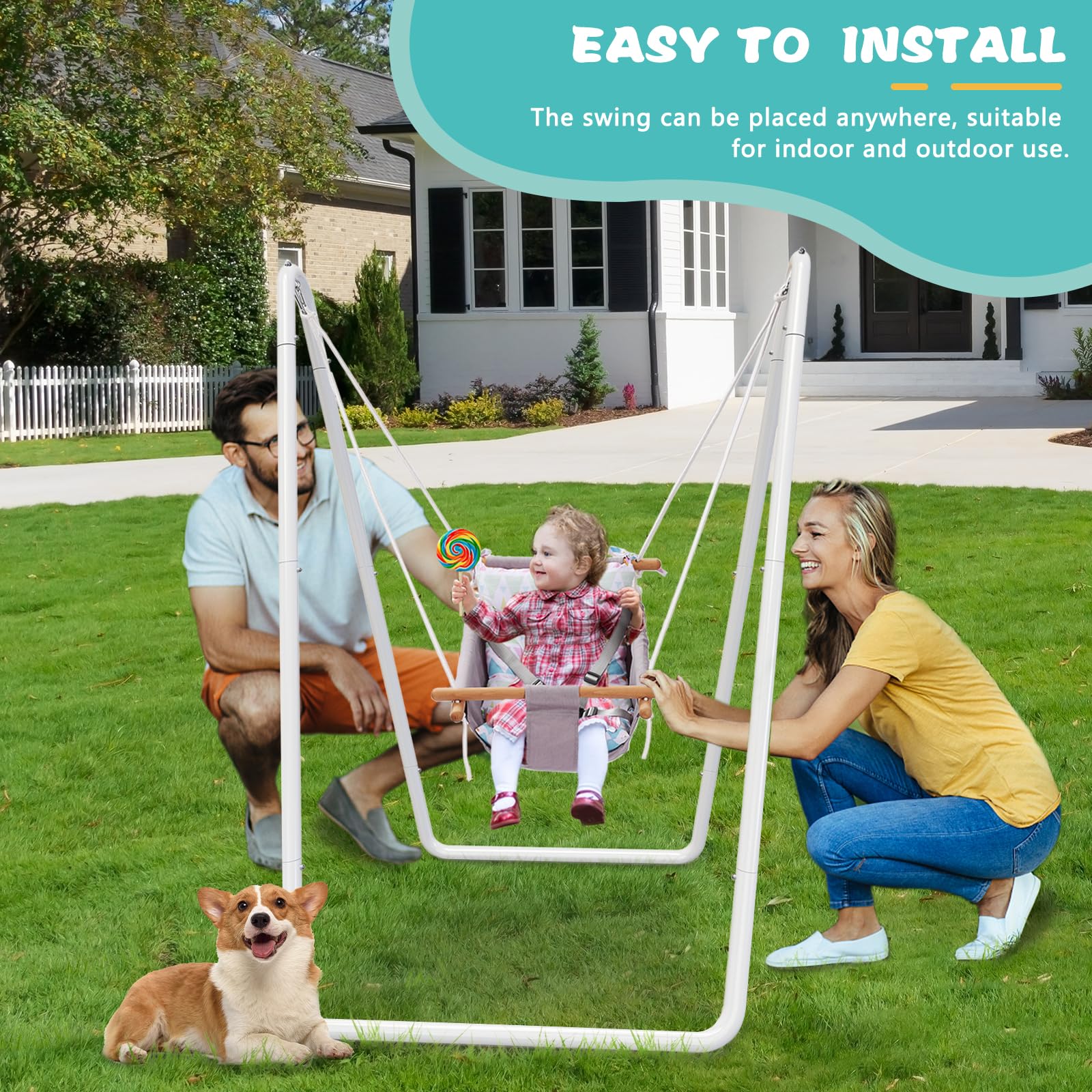 2-in-1 Baby Bouncer Jumper & Toddler Swing - Safe 5-Point Harness for Indoor/Outdoor Use | Space-Saving Design, Stable Infant Activity Center | Perfect for Playtime, Nursery, Backyard & Travel