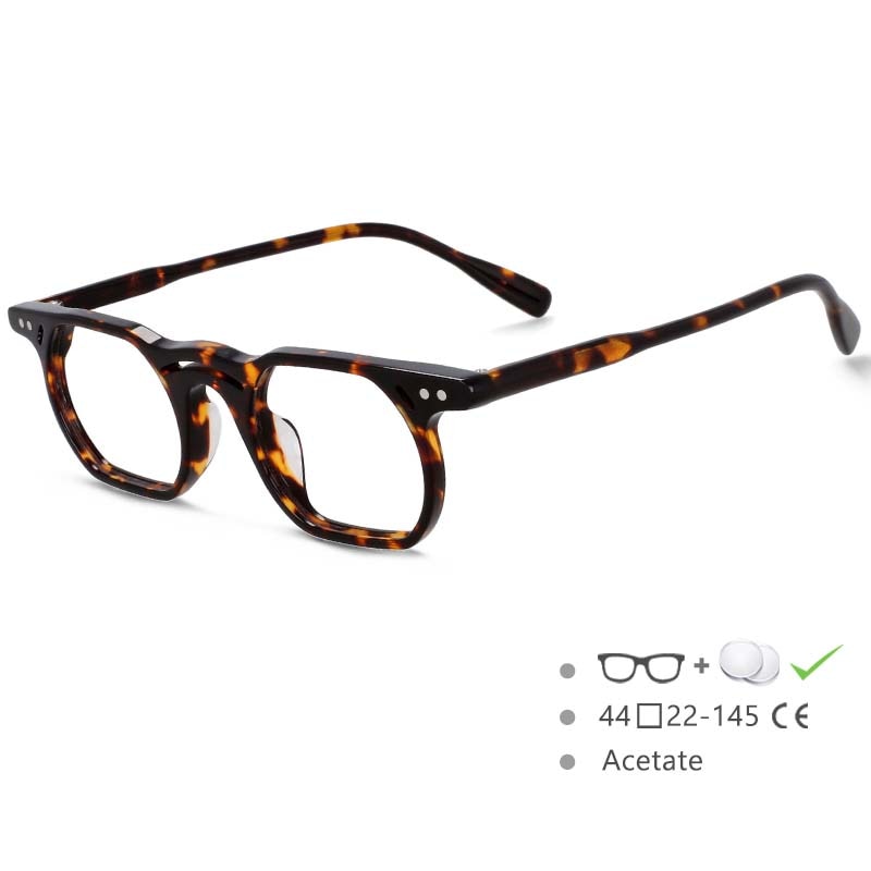 CCspace Unisex Full Rim Polygonal Round Acetate Double Bridge Frame Eyeglasses 54540 - Stylish Retro Glasses for Men & Women, Lightweight Comfortable Reading Glasses for Office, Driving & Daily Wear
