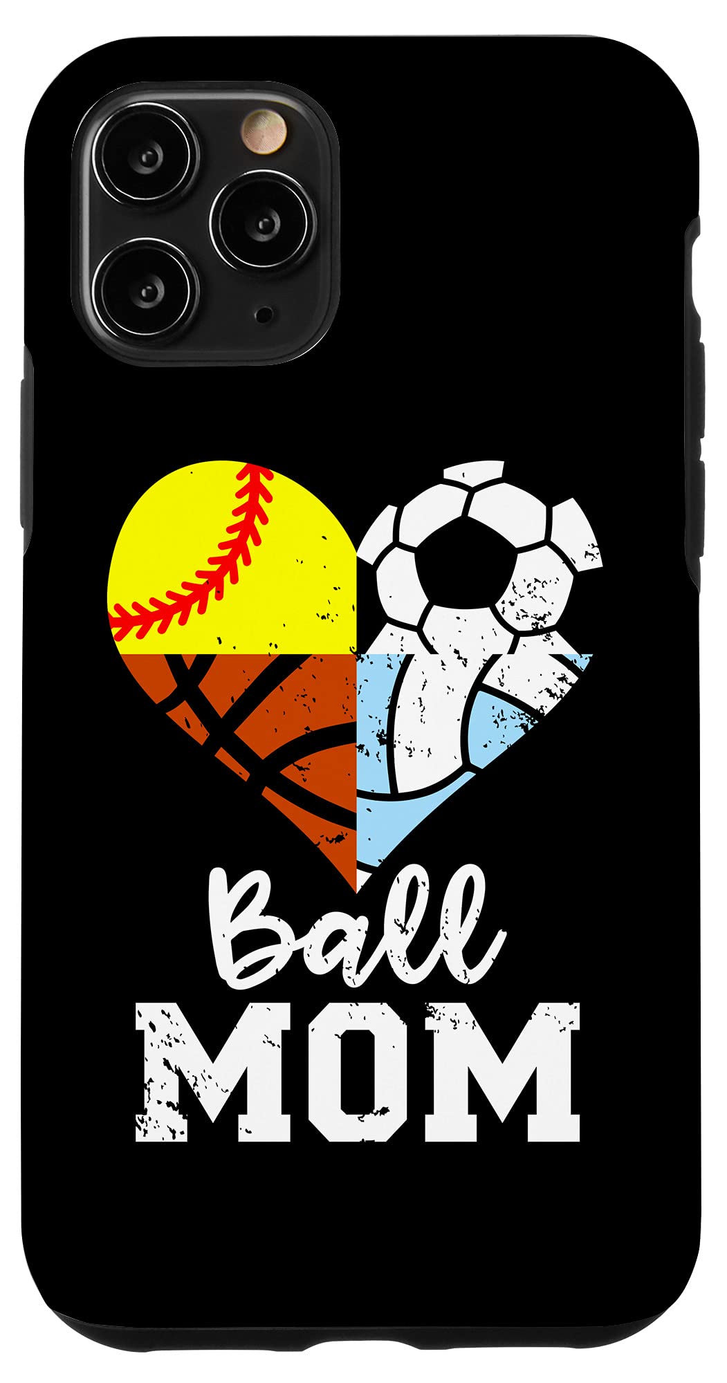 iPhone 11 Pro Case - Funny Soccer Softball Volleyball Basketball Heart Design - Perfect for Sports Moms & Fans - Durable Protective Phone Cover for Daily Use & Sports Events