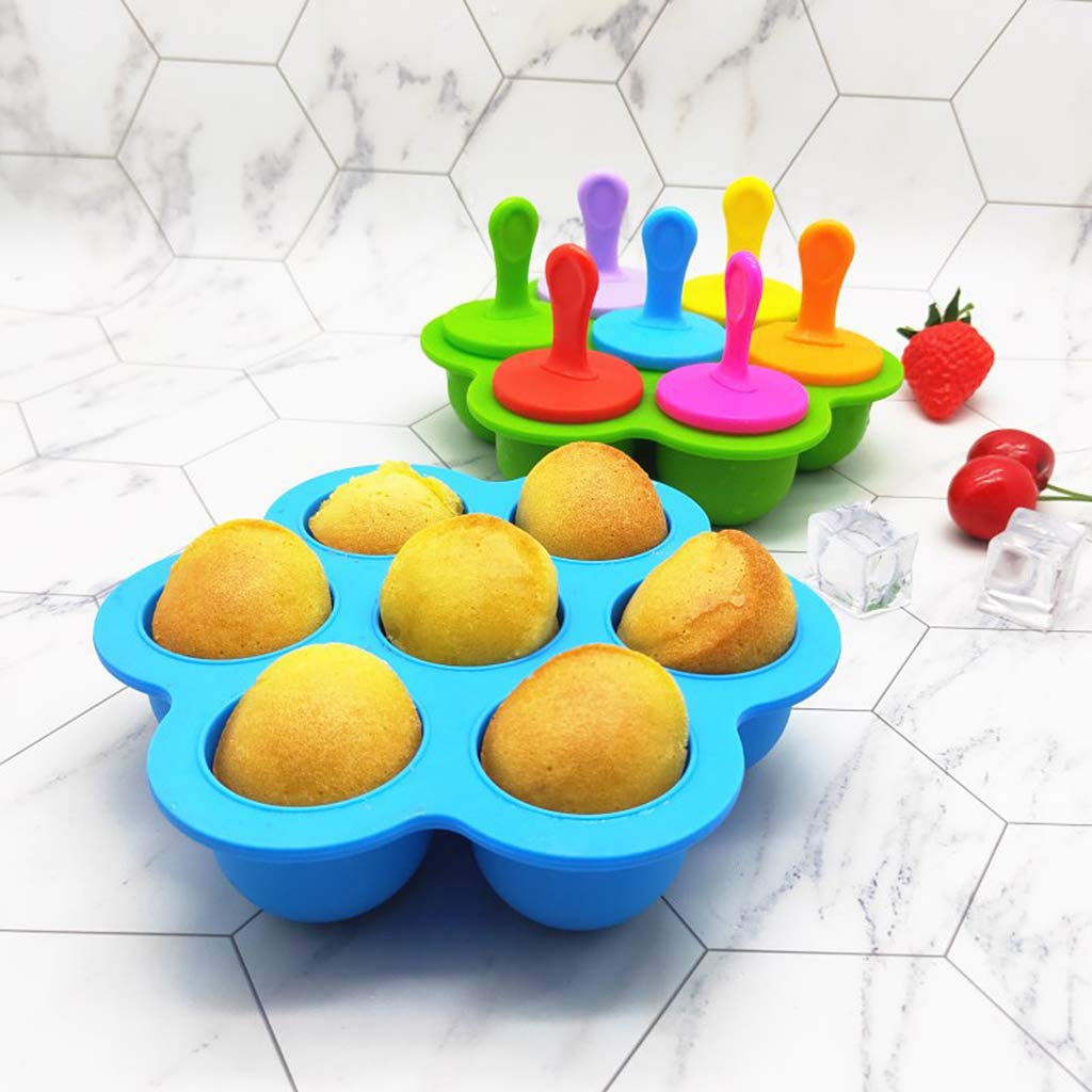 7-Cell Silicone Mini Ice Cube Mold - Reusable Ice Cream Ball & Lolly Maker for DIY Frozen Treats, Yogurt, Baby Food - Perfect for Parties, Summer Snacks & Home Dessert Making