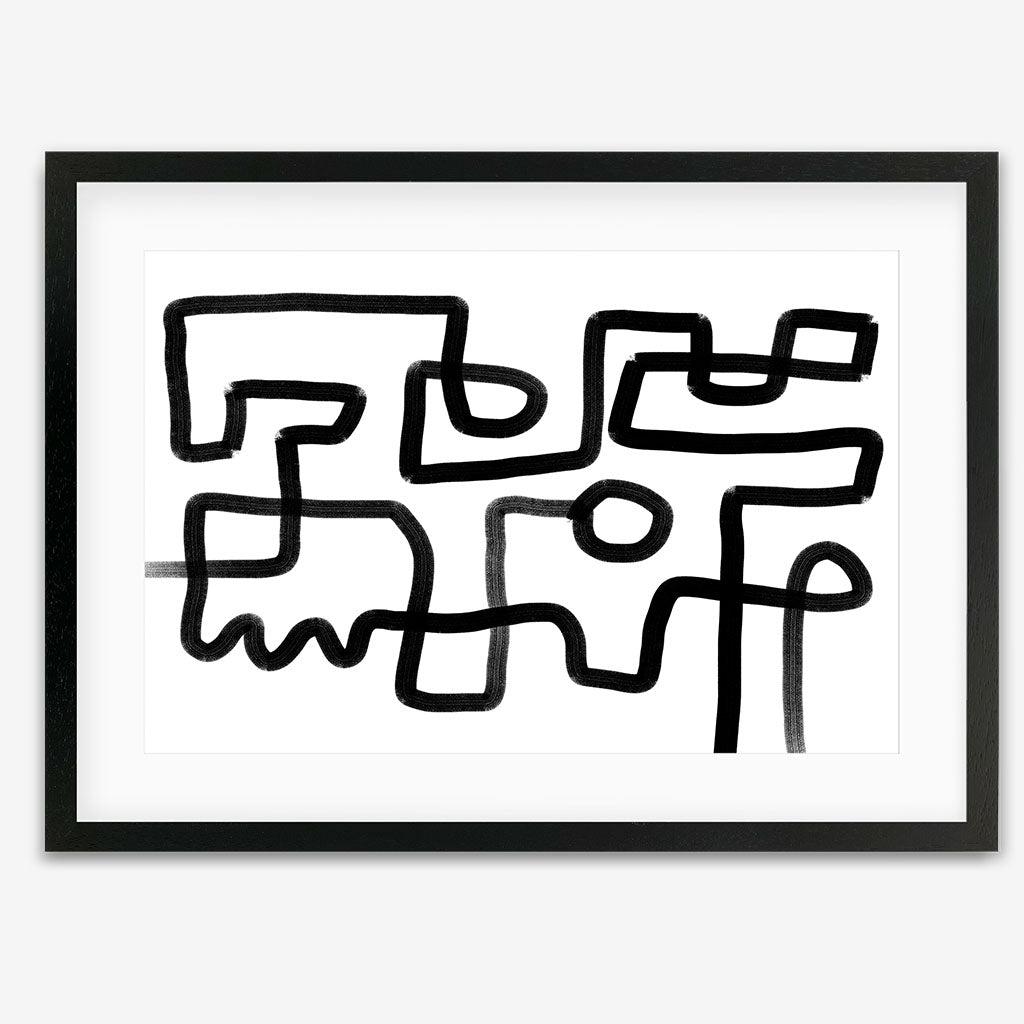 Abstract Maze Framed Wall Art - Modern Geometric Home Decor for Living Room, Bedroom & Office