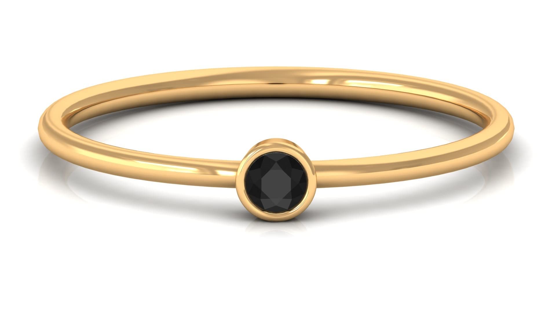 14K Solid Gold Black Onyx Ring for Women - December Birthstone, Dainty Round Promise Ring | Perfect for Gifts, Anniversaries & Special Occasions