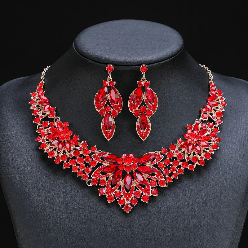 Vintage Leaf and Flower Necklace Set - 2 Piece Luxury Jewelry for Women, Wedding Accessories, Bridal Party Gifts, Anniversary & Special Occasion Jewelry