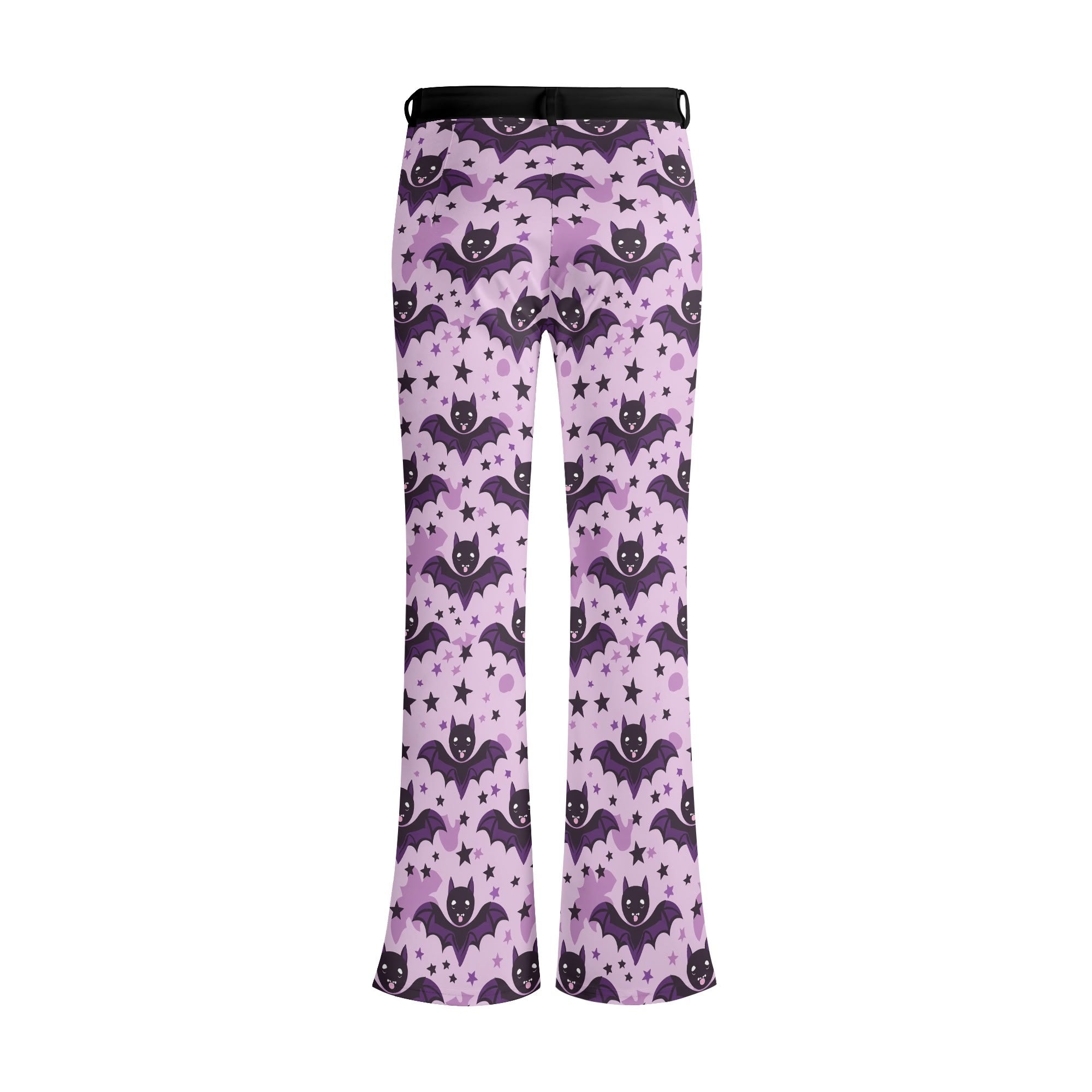 Stylish Purple Happy Bats Flare Pants for Women - Trendy High Waisted Wide Leg Yoga Pants - Perfect for Yoga, Dance, Lounge & Casual Wear