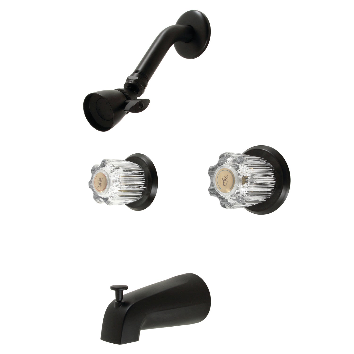 Americana KB141MB Matte Black Double Handle Tub and Shower Faucet - Perfect for Bathroom Renovation & Modern Home Decor