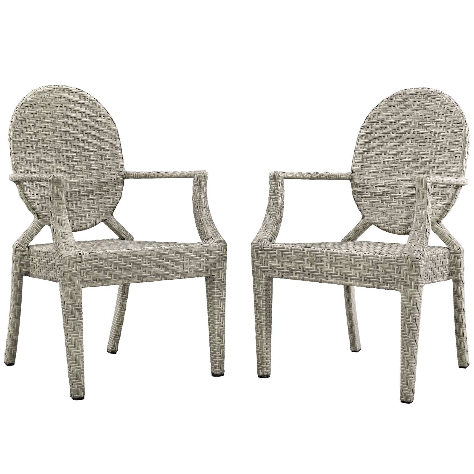 Premium Casper Outdoor Patio Dining Armchair Set of 2 - Weather-Resistant & Comfortable Chairs for Backyard, Garden, Poolside or Restaurant Use
