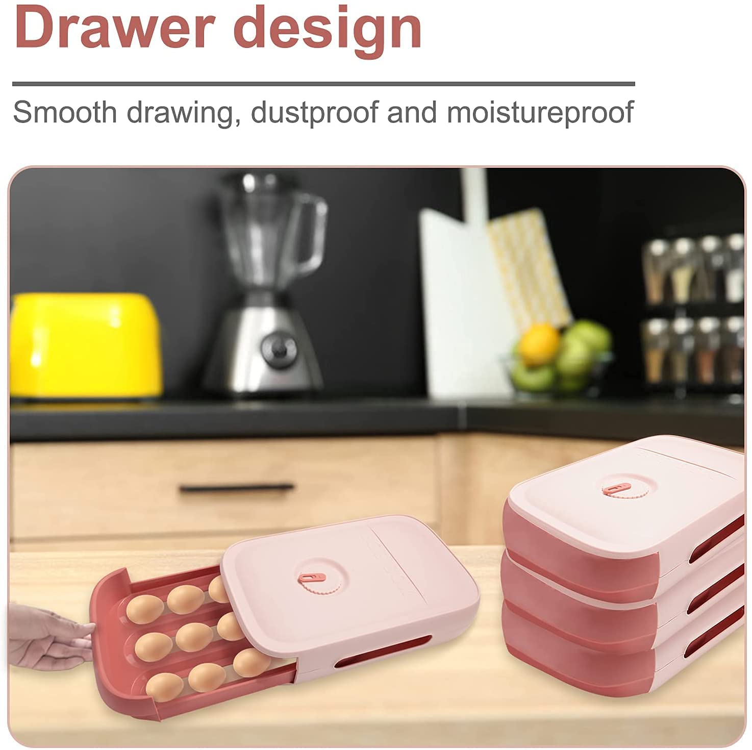 DIKSUL Egg Storage Container with Lid - 12 Egg Capacity, Drawer-Style Fridge Organizer for Refrigerator, Fresh Food Storage Box, Kitchen & Household Organization - Perfect for Breakfast Meal Prep & Refrigerator Organization