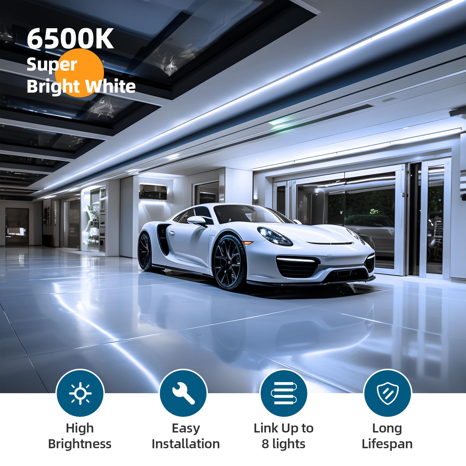 Barrina 18-Pack LED T5 Integrated Fixture - 4FT Super Bright White Light (2200lm, 6500K, 20W) - Shop, Ceiling & Under Cabinet Lighting with Built-in On/Off Switch - Perfect for Garages, Workshops, Kitchens & Retail Spaces