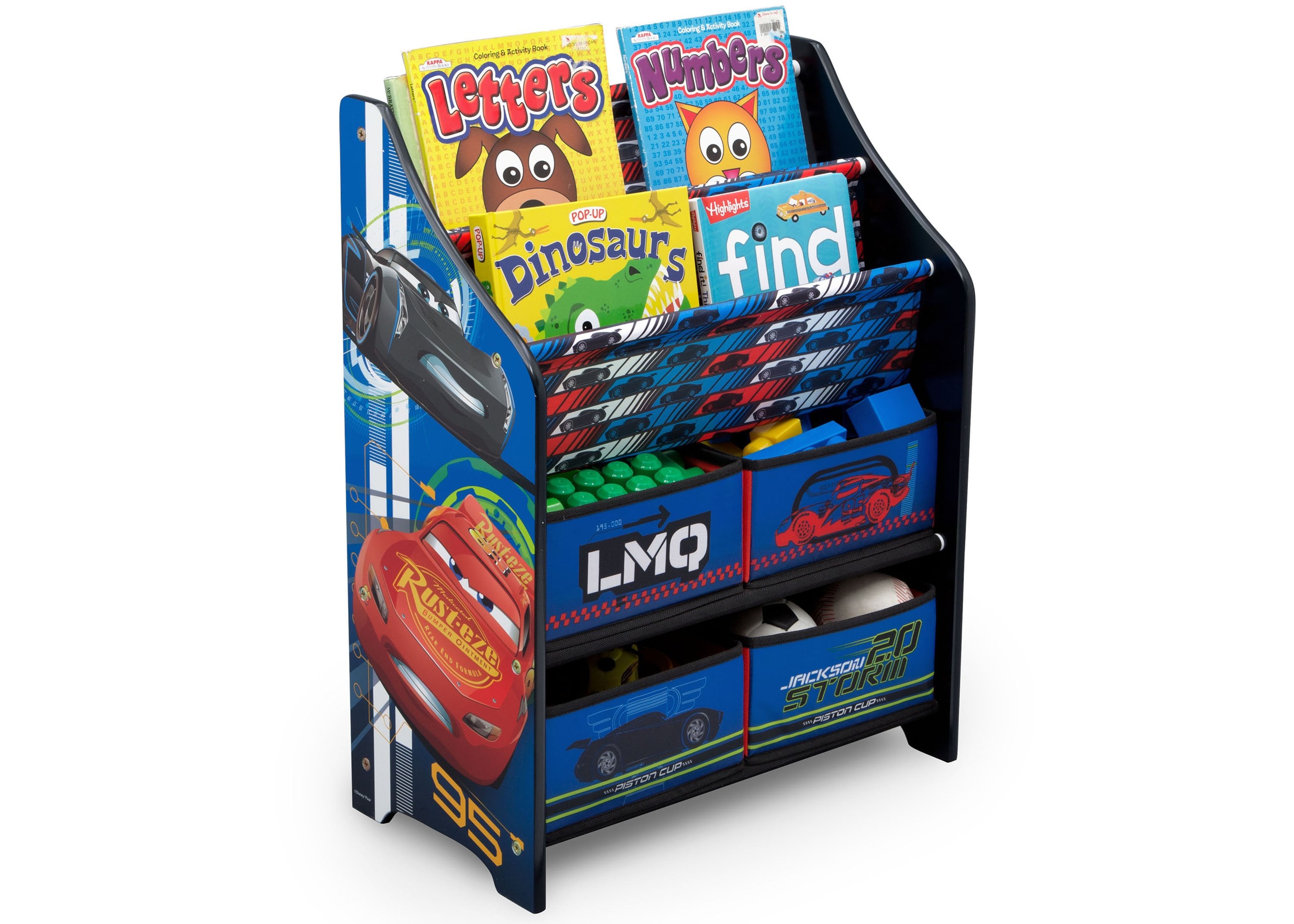 Car Book and Toy Organizer for Kids - 6 Bin Storage Solution with Wheels | Perfect for Playrooms, Bedrooms & Daycare Organization