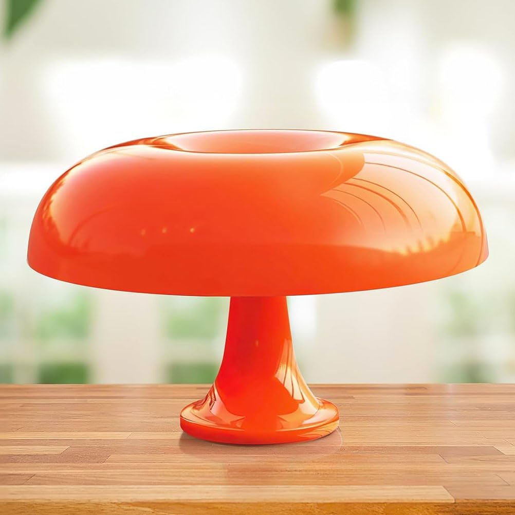 Orange Mushroom Table Lamp - LED Desk Lamp with Adjustable 3000K/4000K/6000K Color Temperature, 4 Bulbs Included | Vintage Decor Lighting for Living Room, Bedroom, Dorm & Office Workspace