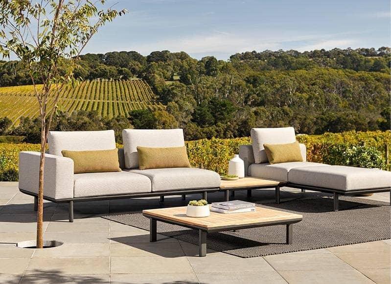 Modern Teak and Aluminum Coffee Table - Stylish & Durable Living Room Furniture for Home Decor | Perfect for Lounge, Patio, or Office Use