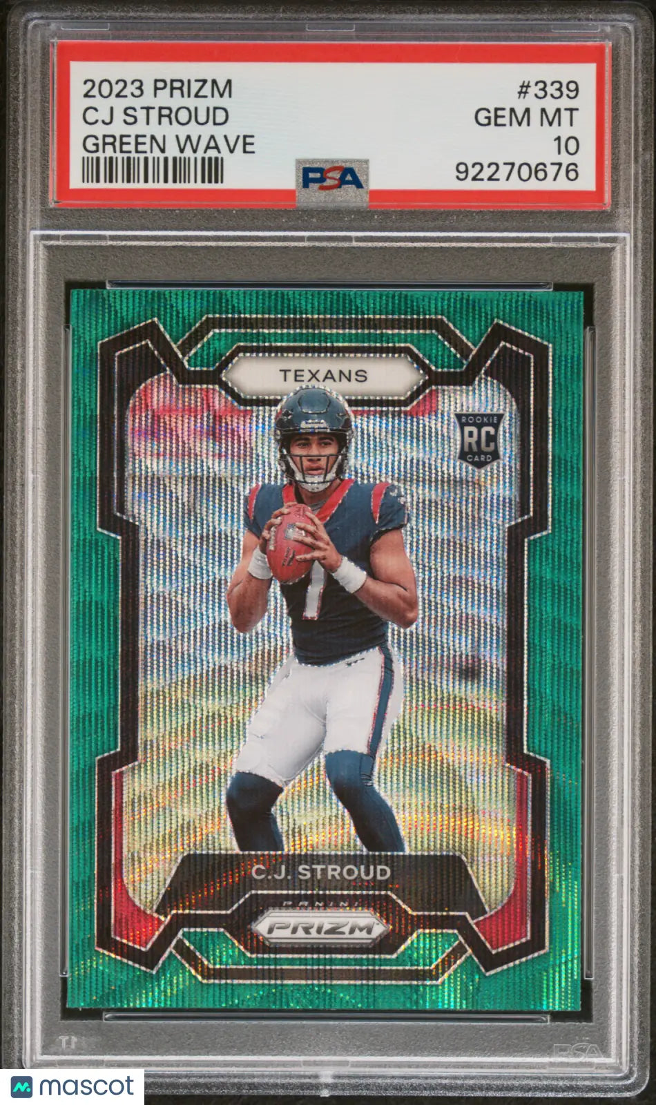 2023 Panini Prizm Football CJ Stroud Rookie Card Green Wave Prizm PSA 10 Gem Mint #339 - Perfect for Collectors, Investors & Sports Fans Display