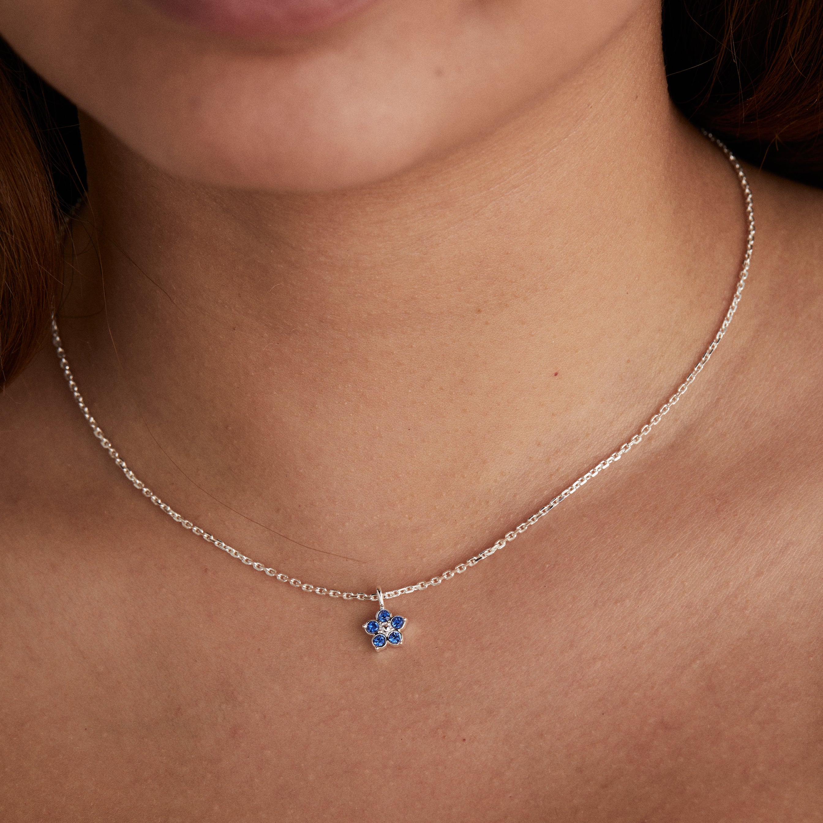 Elegant Crystal Forget Me Not Flower Necklace - Adjustable Chain for Women | Perfect Gift for Anniversary, Birthday & Valentine's Day | Jewelry for Everyday Wear & Special Occasions