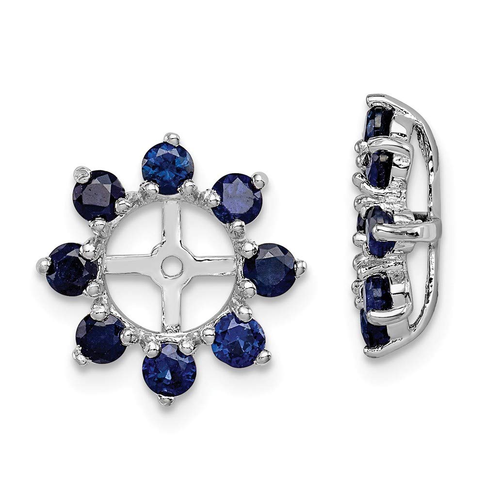 Sterling Silver Rhodium Plated Sapphire Earring Jacket - Elegant Dangle Earrings for Women, Perfect for Weddings, Parties & Special Occasions