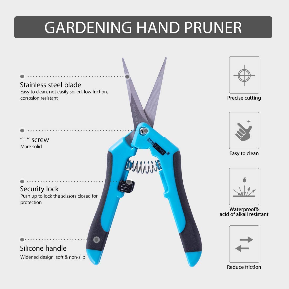 VIVOHOME Stainless Steel Hand Pruner & 2-Pack Wood Planter Raised Garden Beds with Trellis - Perfect for Gardening, Landscaping, and Outdoor Plant Care