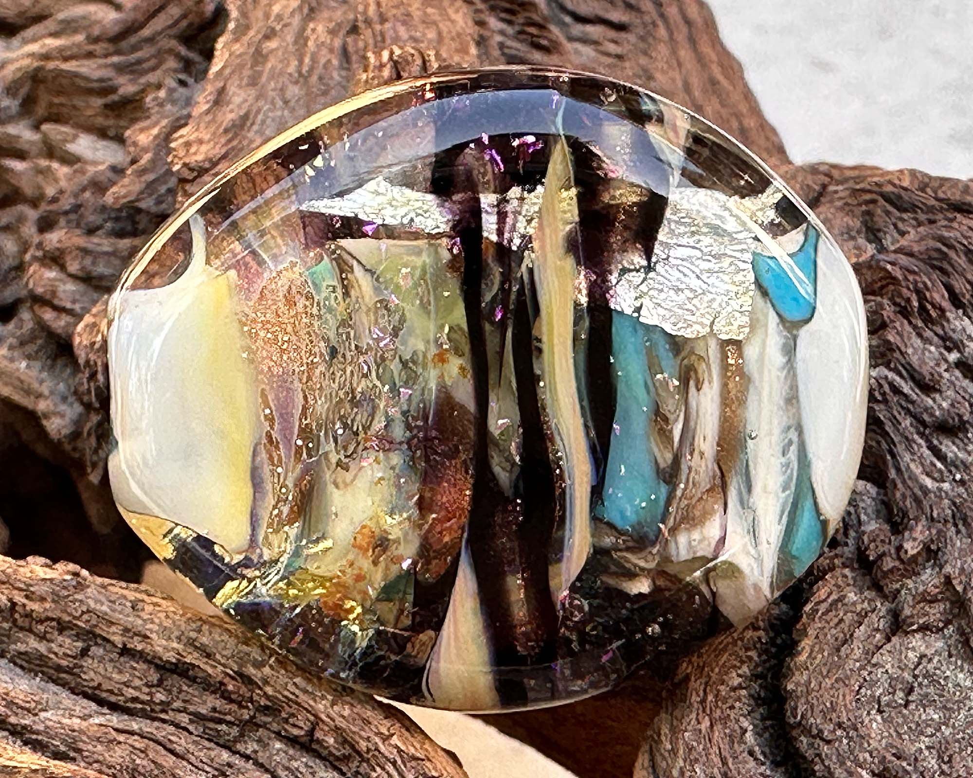 Golden Shimmer Lampwork Glass Focal Bead for Jewelry Making - Handmade SRA Art Bead for Necklaces, Bracelets & DIY Craft Projects