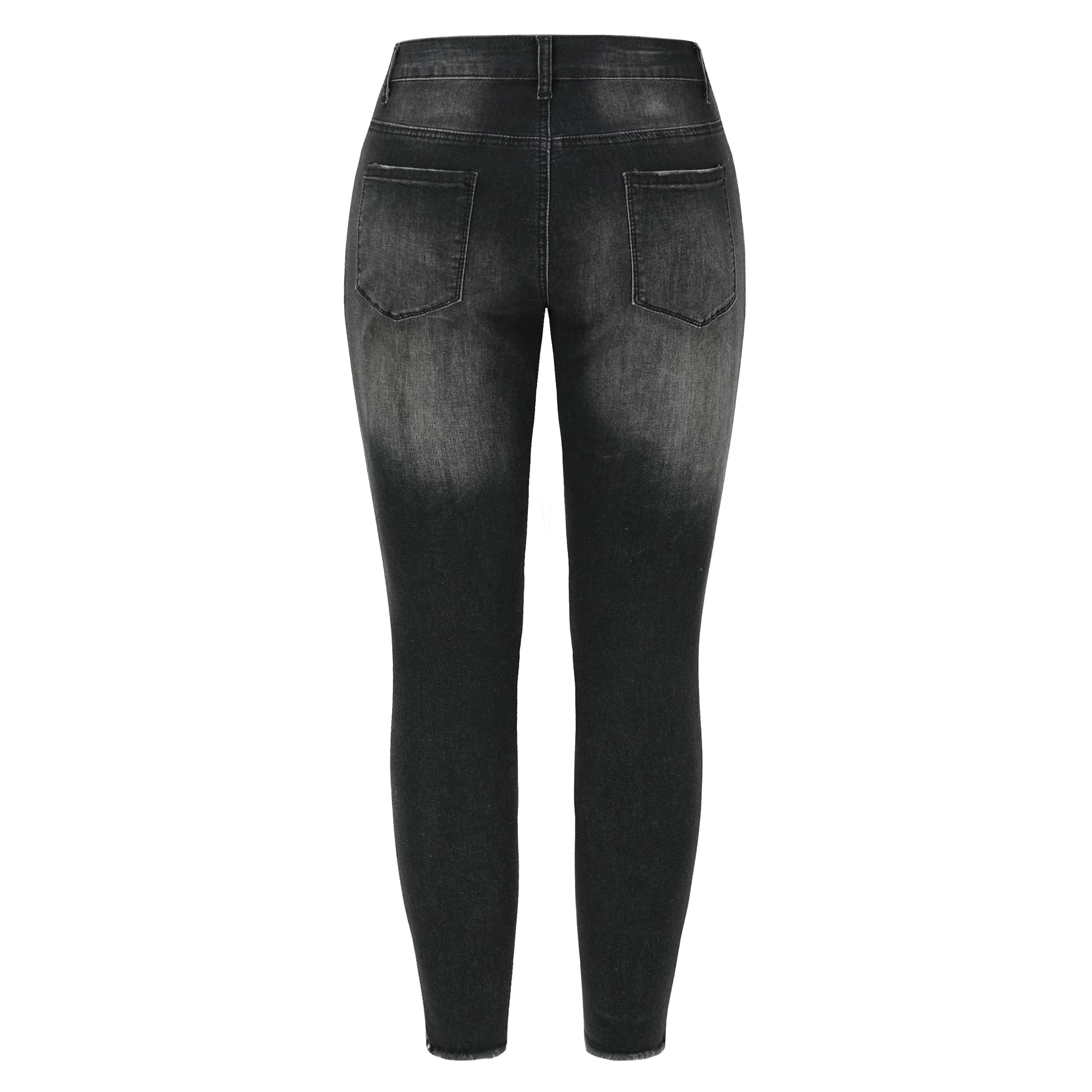 THUNDER STAR Women's Stretch Ripped Cropped Jeans - Mid Rise Distressed Denim Pants for Casual Wear | Perfect for Street Style, Weekend Outfits & Fashionable Looks