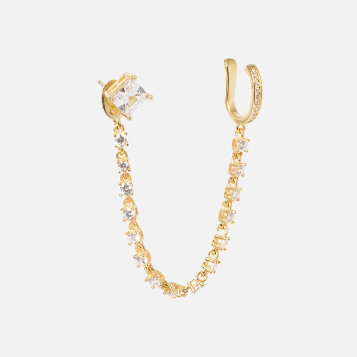 Ear Cuff with CZ Dangle Chain - Elegant Non-Piercing Ear Jewelry for Women | Perfect for Parties, Weddings & Everyday Wear