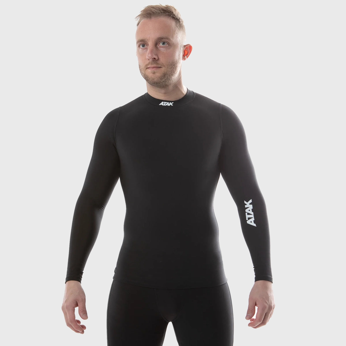 Atak Sports Unisex Long Sleeve Compression Shirt - Moisture Wicking Workout Top for Men & Women - Perfect for Running, Gym & Athletic Training (Black)