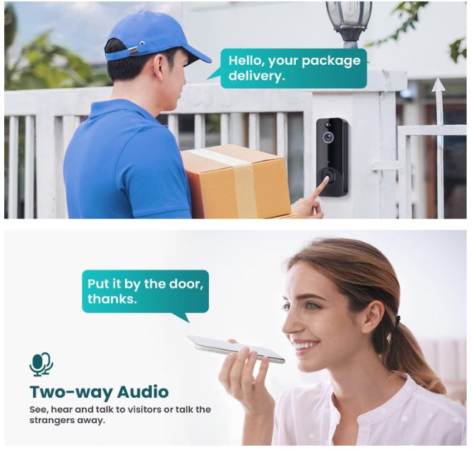 Edenn Total Vision Smart Doorbell Camera with HD Video, Night Vision & Mobile App - Monitor Your Home Security Anytime, Anywhere