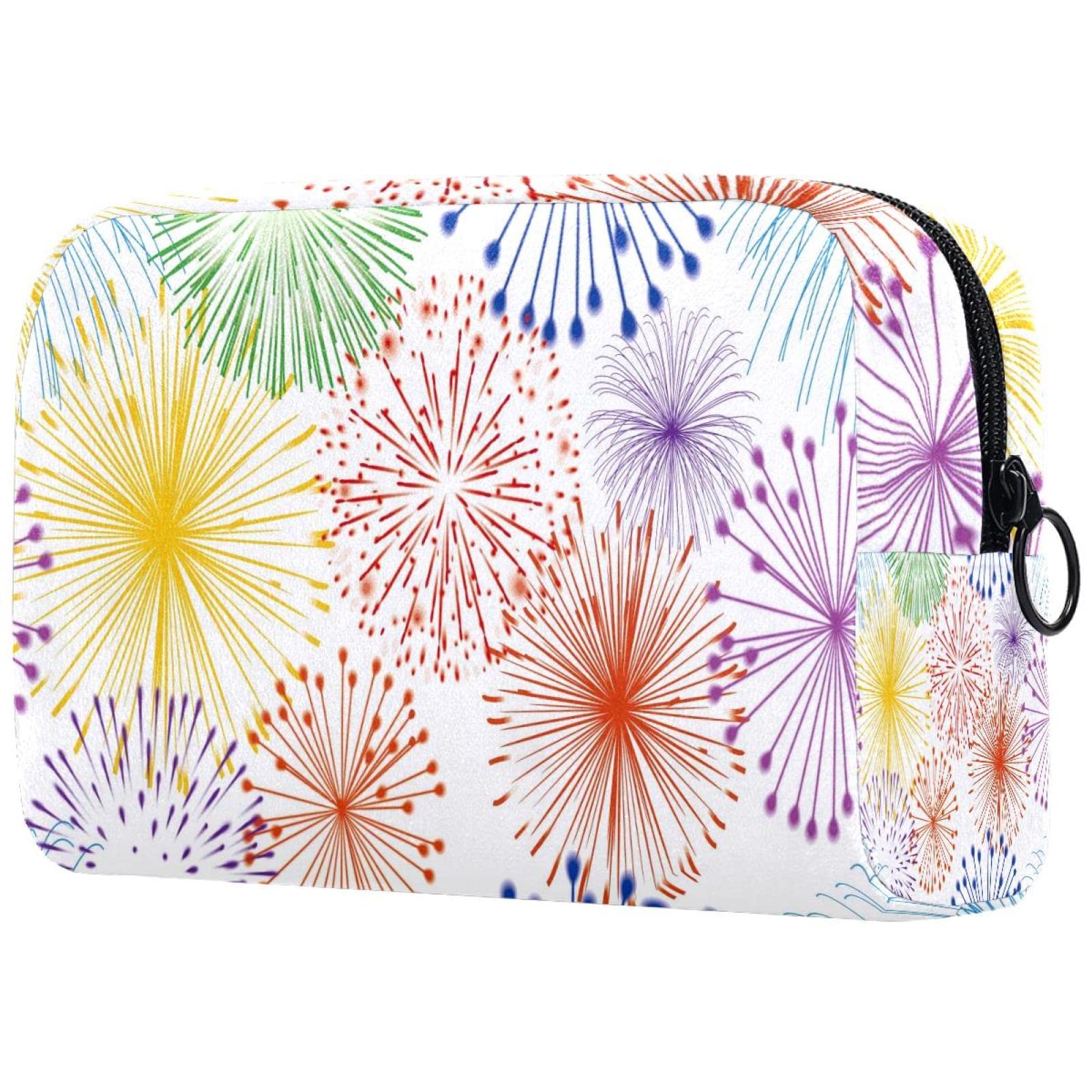 Colorful Firework Cosmetic Bag for Women - Large Travel Makeup Case with Zipper | Perfect for Toiletry Organizer & Celebration Trips