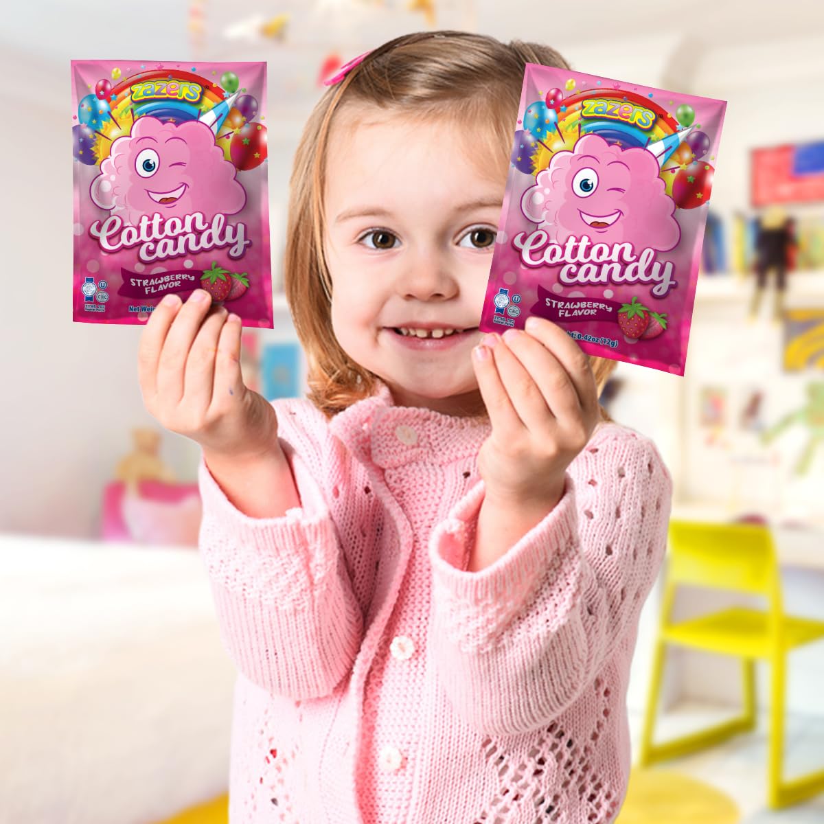 10 Pack Mini Cotton Candy Bags - Strawberry Flavor, 0.42oz Each, Individually Wrapped Pink Kosher Candy for Parties, Favors & Events - Perfect for Birthday Celebrations, Baby Showers and Carnival Treats