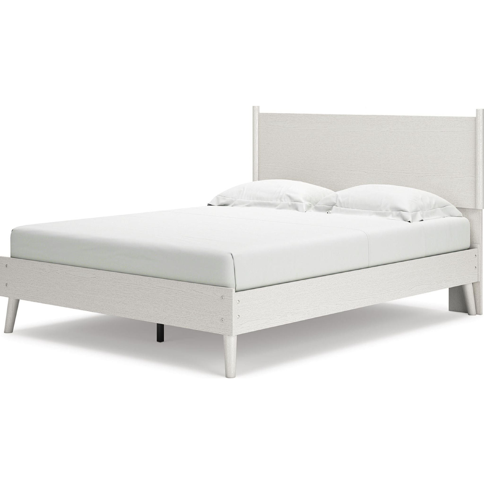 Aprilyn Queen Panel Bed - White Wooden Frame with Upholstered Headboard - Perfect for Master Bedroom, Guest Room & Modern Home Decor