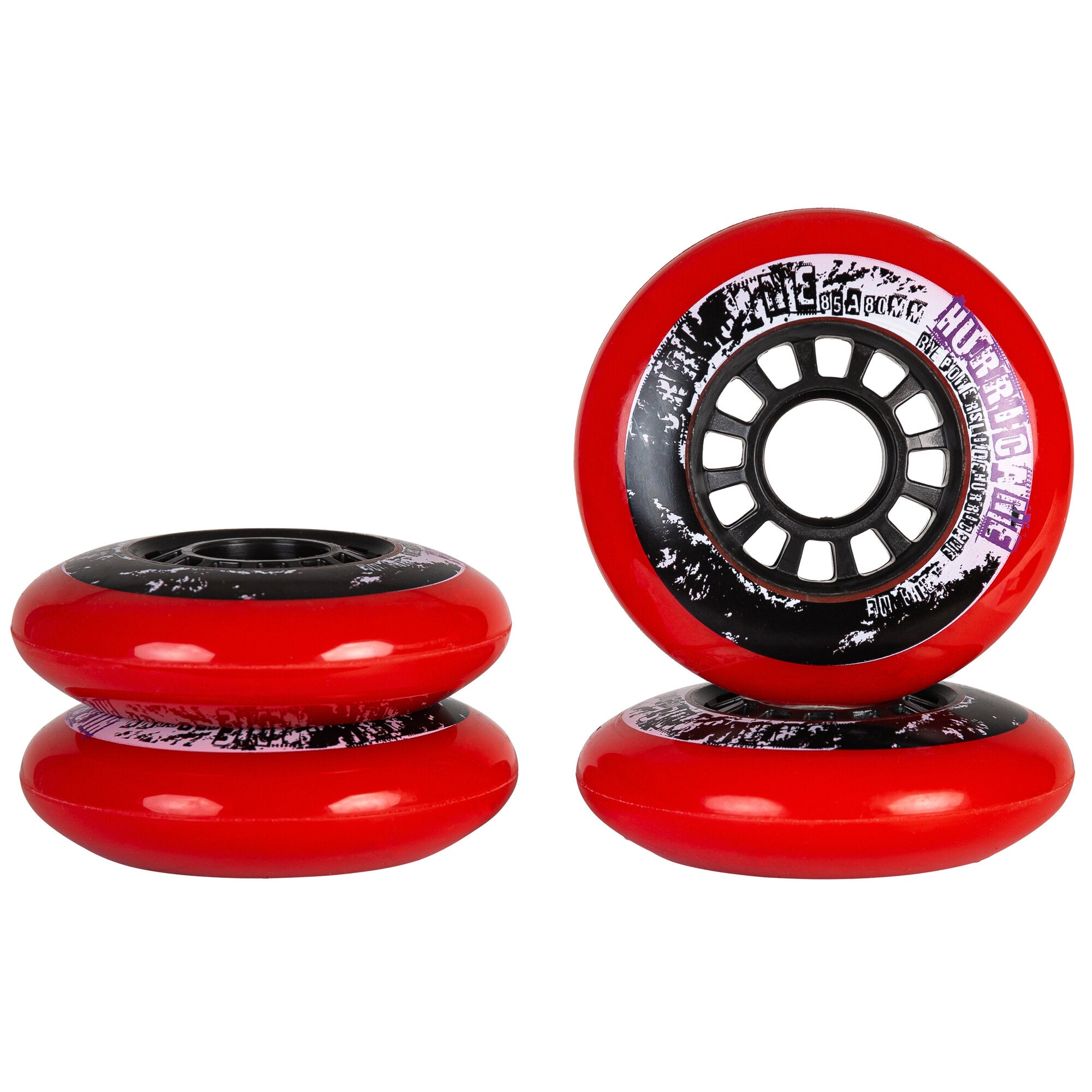 Hurricane 80/85A Red Skateboard Wheels - 4 Pack Set for Street Skating & Park Riding - High Performance Urethane Wheels for Smooth Ride & Better Control