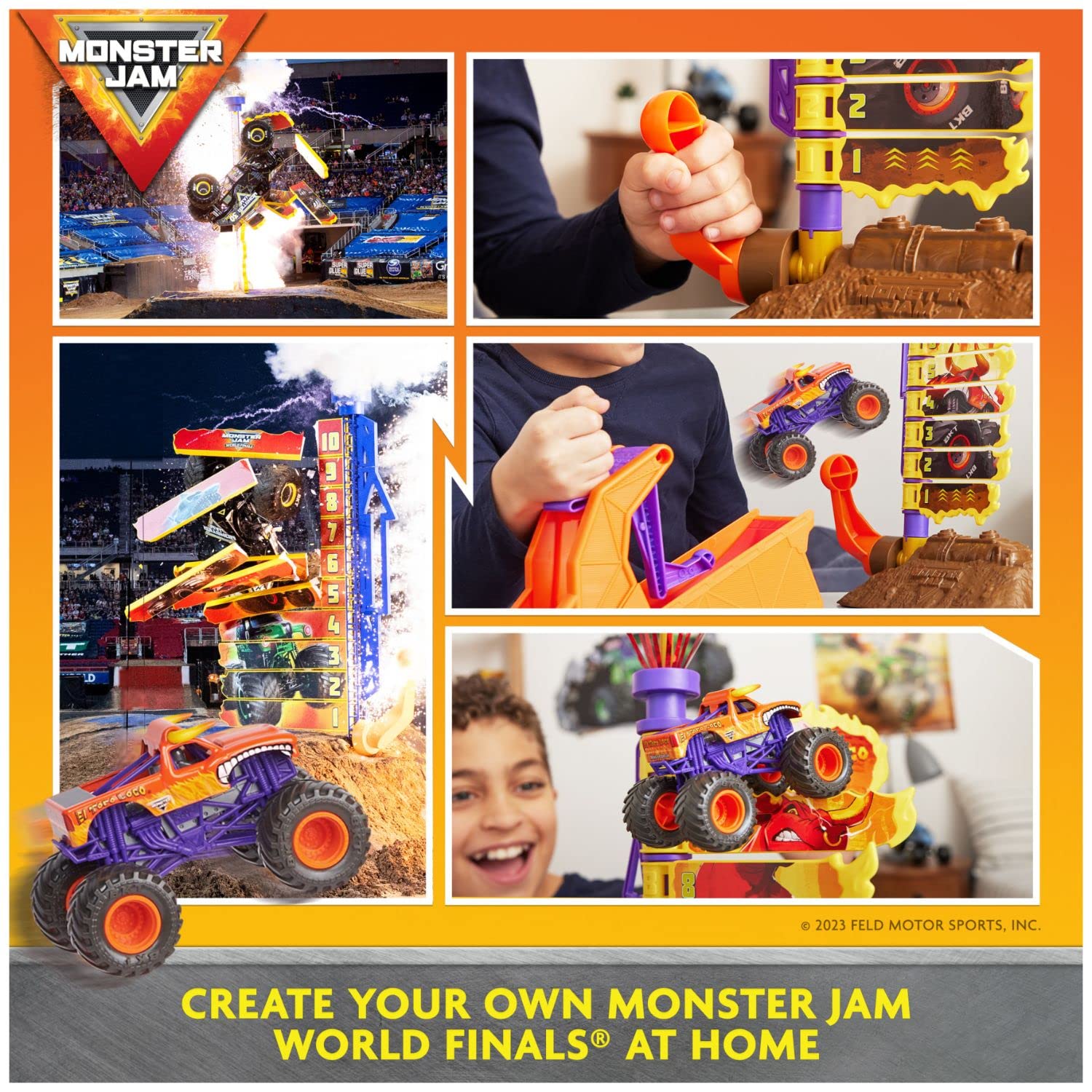 Monster Jam El Toro Loco Big Air Challenge Playset - 1:64 Scale Monster Truck Toy with 20+ Inch Ramp | Exclusive Die-Cast Vehicle | STEM Learning Gift for Boys & Girls Ages 3+ | Birthday & Christmas Present for Kids Who Love Stunt Shows & Racing Games
