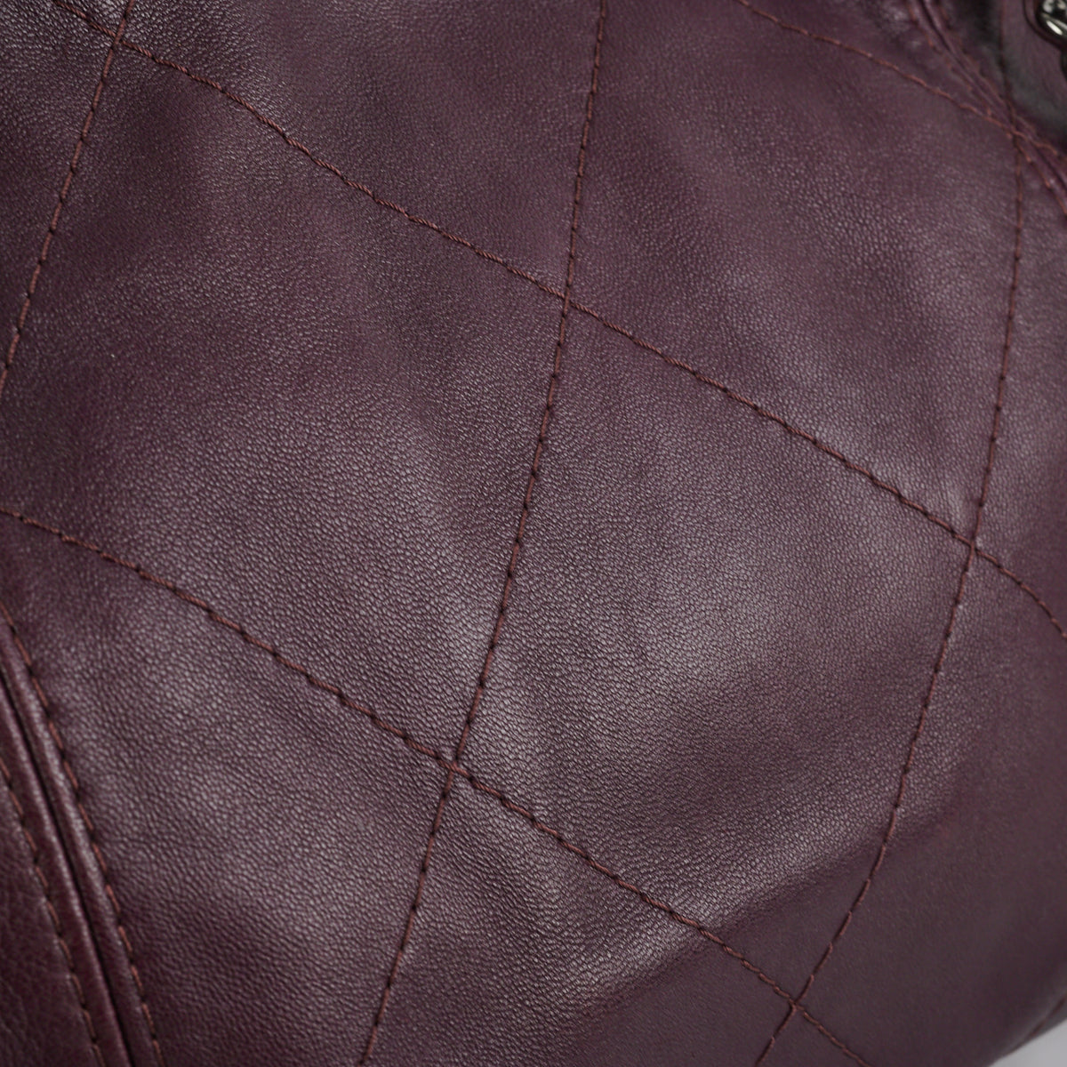 Chanel Quilted Leather Tote Bag for Women - Dark Burgundy/Purple Crossbody Handbag - Luxury Designer Purse for Work, Travel & Everyday Use