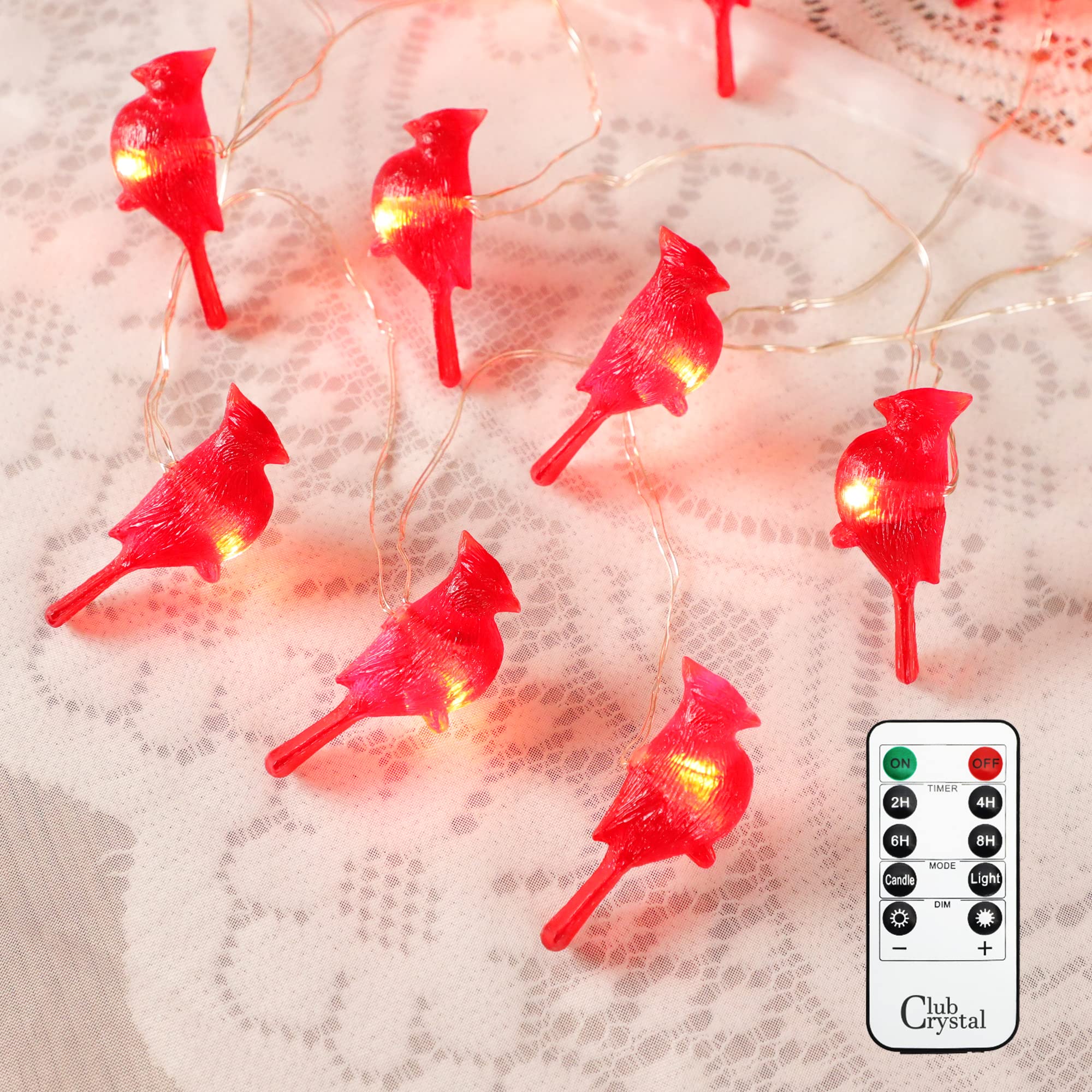 Christmas Cardinal LED String Lights - Battery Operated Fairy Lights with Red Bird Decor for Holiday Tree, Home & Bedroom - Perfect for Christmas Decorations, Party Lighting and Cozy Winter Ambiance