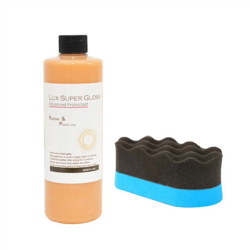 Lux Super Gloss Leather, Vinyl & Rubber Protectant with Foam Applicator & Polishing Pad – Car Interior, Furniture & Shoe Care Protection