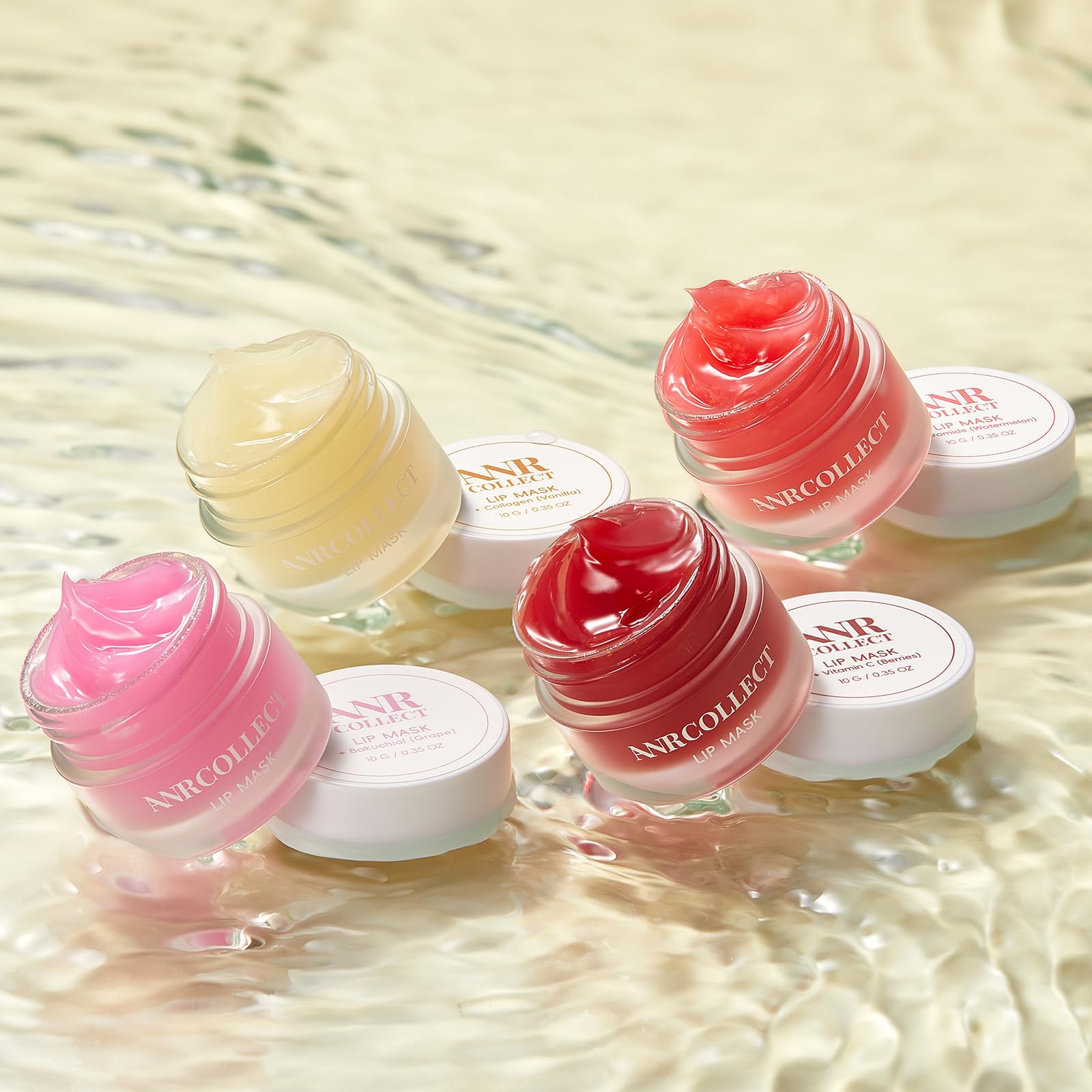 Overnight Lip Mask & Moisturizer with Collagen & Shea Butter - 4 Pack Intensive Treatment for Dry, Chapped, Dark Lips | Hydrating Lip Care Gift Set | Perfect for Nighttime Use & Daily Lip Nourishment