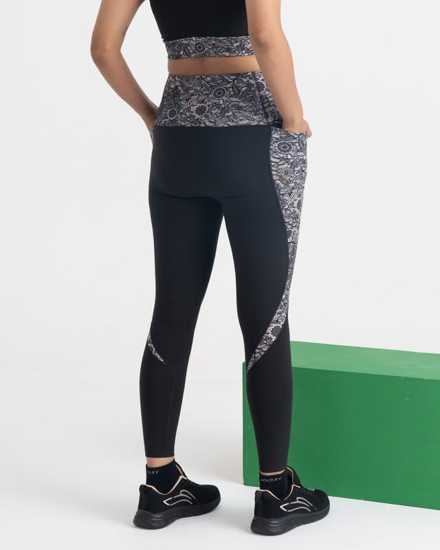 HUNNIT Women's Sports Bra & Leggings Set - 7/8 Length Squat Proof Yoga Pants with 4-Way Stretch & Round Neck Crop Top - Matching Workout Outfit for Gym, Running, Pilates & Yoga