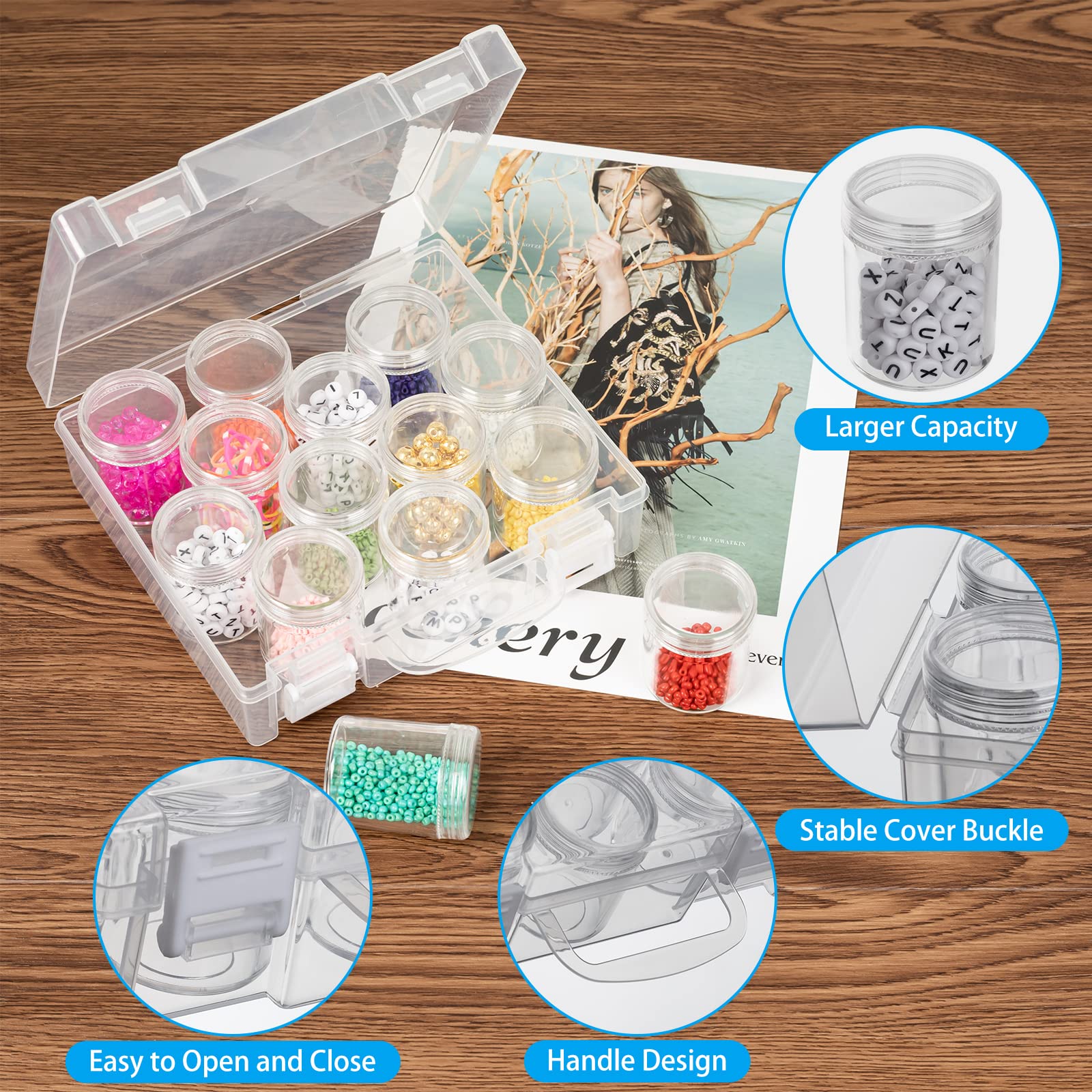 Diamond Painting Bead Organizer Box - 14 Slot Clear Storage Container with Lid for Embroidery Beads & Craft Accessories | Perfect for DIY Art Projects, Jewelry Making & Home Organization (1 Pack)