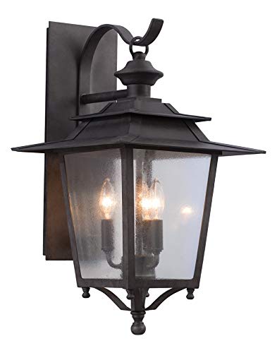 Saddlebrook 3-Light Large Wall Sconce - Aged Iron Finish - Outdoor/Indoor Wall Lighting for Porch, Patio, Entryway & Hallway