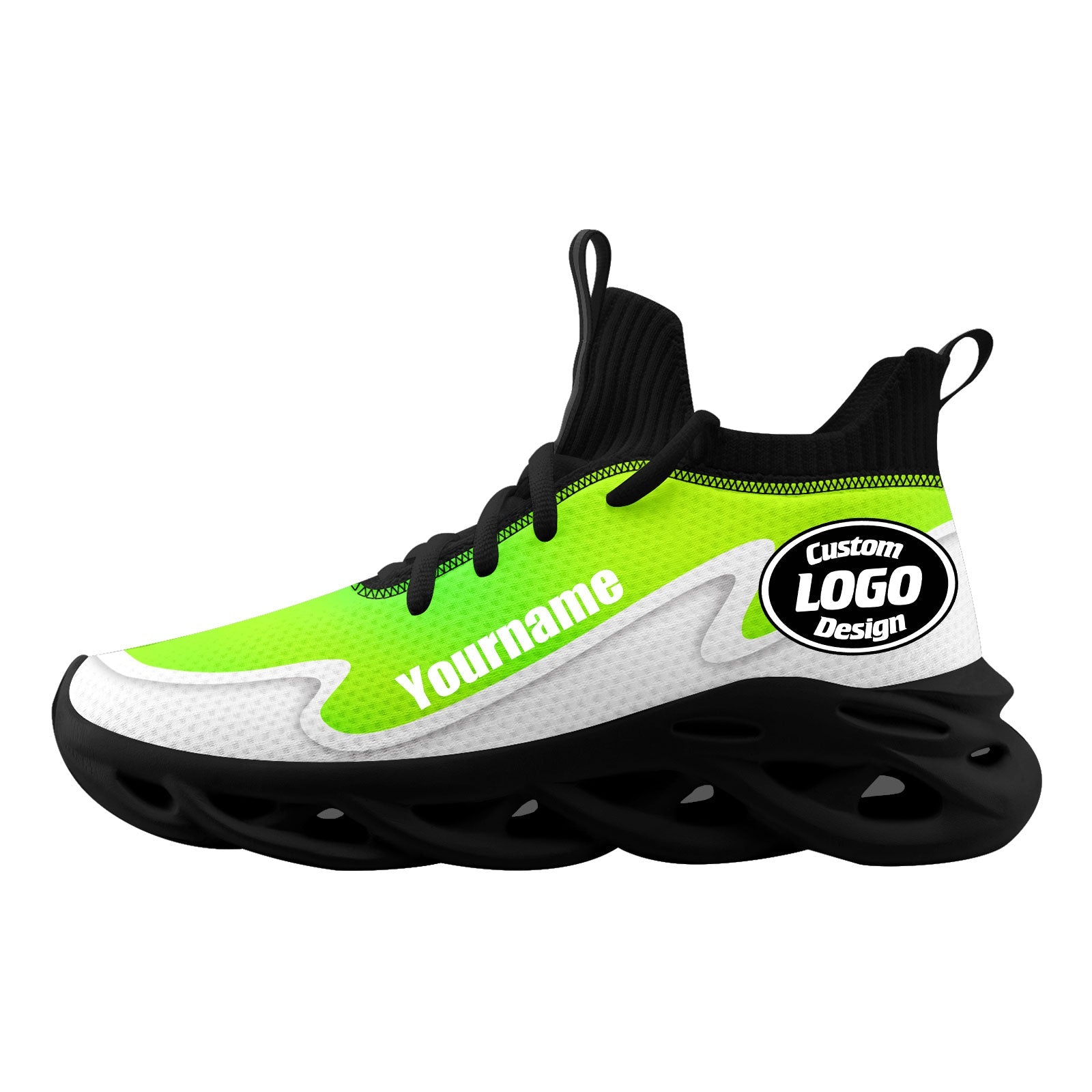 Custom Green & White Maxsoul Personalized Sneakers - Breathable Running Shoes for Men & Women (FN030A E020011 5) - Perfect for Gym Workouts, Jogging & Casual Wear